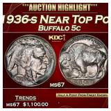1936-s Buffalo Nickel Near Top Pop 5c ms67 SEGS