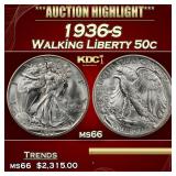1936-s Walking Liberty Half Dollar 50c ms66 SEGS