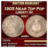 1905 Liberty Nickel Near Top Pop 5c ms66+ SEGS