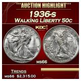 1936-s Walking Liberty Half Dollar 50c ms66 SEGS