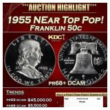 1955 Proof Franklin Half Dollar NEar Top Pop! 50c