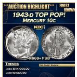 1943-d Mercury Dime TOP POP! 10c ms68+ FSB SEGS