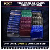 1968-2008 40 Years Proof Set Run - 273 Coins, 41 C