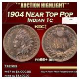 1904 Proof Indian Cent Near Top Pop 1c pr66+ bn SE