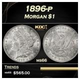 1896-p Morgan Dollar $1 Grades ms66