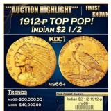 1912-p Gold Indian Quarter Eagle TOP POP! $2 1/2 m