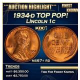 1934-d Lincoln Cent TOP POP! 1c ms67+ rd SEGS