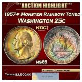 PCGS 1957-p Washington Quarter Monster Rainbow Ton