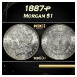 1887-p Morgan Dollar $1 Grades ms63+