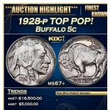 1928-p Buffalo Nickel TOP POP! 5c ms67+ SEGS
