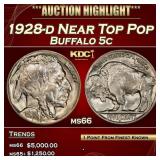 1928-d Buffalo Nickel Near Top Pop 5c ms66 SEGS