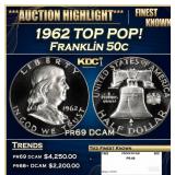1962 Proof Franklin Half Dollar TOP POP! 50c pr69