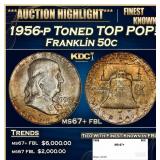 1956-p Franklin Half Dollar Toned TOP POP! 50c ms6
