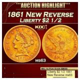 1861 New Reverse Gold Liberty Quarter Eagle $2 1/2