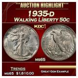 1935-d Walking Liberty Half Dollar 50c ms65 SEGS