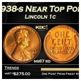 1938-s Lincoln Cent Near Top Pop 1c ms67 rd SEGS