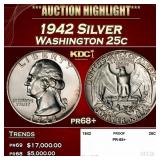 1942 Proof Washington Quarter Silver 25c pr68+ SEG