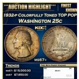 1932-p Washington Quarter Colorfully Toned TOP POP