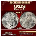 1922-s Peace Dollar $1 ms65 SEGS