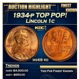 1934-p Lincoln Cent TOP POP! 1c ms68 rd SEGS