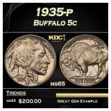 1935-p Buffalo Nickel 5c Grades ms65