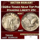 1928-d Standing Liberty Quarter Toned Near Top Pop