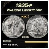 1935-p Walking Liberty Half Dollar 50c Grades ms66