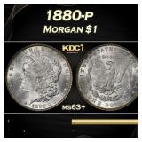 1880-p Morgan Dollar $1 Grades ms63+