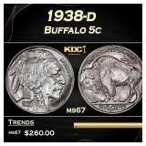 1938-d Buffalo Nickel 5c ms67 SEGS