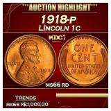 1918-p Lincoln Cent 1c ms66 rd SEGS