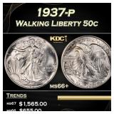 1937-p Walking Liberty Half Dollar 50c ms66+ SEGS