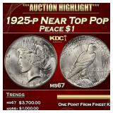 1925-p Peace Dollar Near Top Pop $1 ms67 SEGS