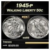 1945-p Walking Liberty Half Dollar 50c Grades ms66