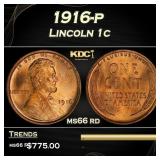 1916-p Lincoln Cent 1c Grades ms66 rd