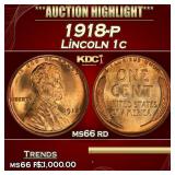 1918-p Lincoln Cent 1c ms66 rd SEGS