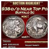 1938-d/d Buffalo Nickel Near Top Pop 5c ms67+ SEGS