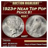 1923-p Peace Dollar Near Top Pop $1 ms67 SEGS