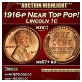1916-p Lincoln Cent Near Top Pop! 1c ms67+ rd SEGS