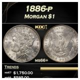 1886-p Morgan Dollar $1 ms66+ SEGS