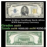 1934A $5 Silver Certificate North Africa WWII Emer