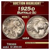 1925-d Buffalo Nickel 5c ms64 SEGS