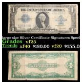 1923 $1 large size Silver Certificate Grades vf+ S