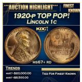 1920-p Lincoln Cent TOP POP! 1c ms67+ rd SEGS