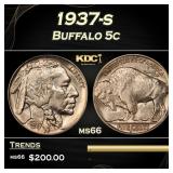 1937-s Buffalo Nickel 5c Grades ms66