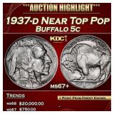 1937-d Buffalo Nickel Near Top Pop 5c ms67+ SEGS