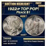 1922-p Peace Dollar TOP POP! $1 ms67 SEGS