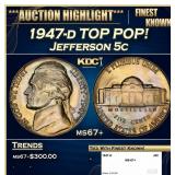 1947-d Jefferson Nickel TOP POP! 5c ms67+ SEGS