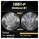 1881-p Morgan Dollar $1 Grades ms64+