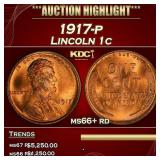 1917-p Lincoln Cent 1c ms66+ rd SEGS