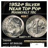 1952-p Roosevelt Dime Silver Near Top Pop 10c ms67